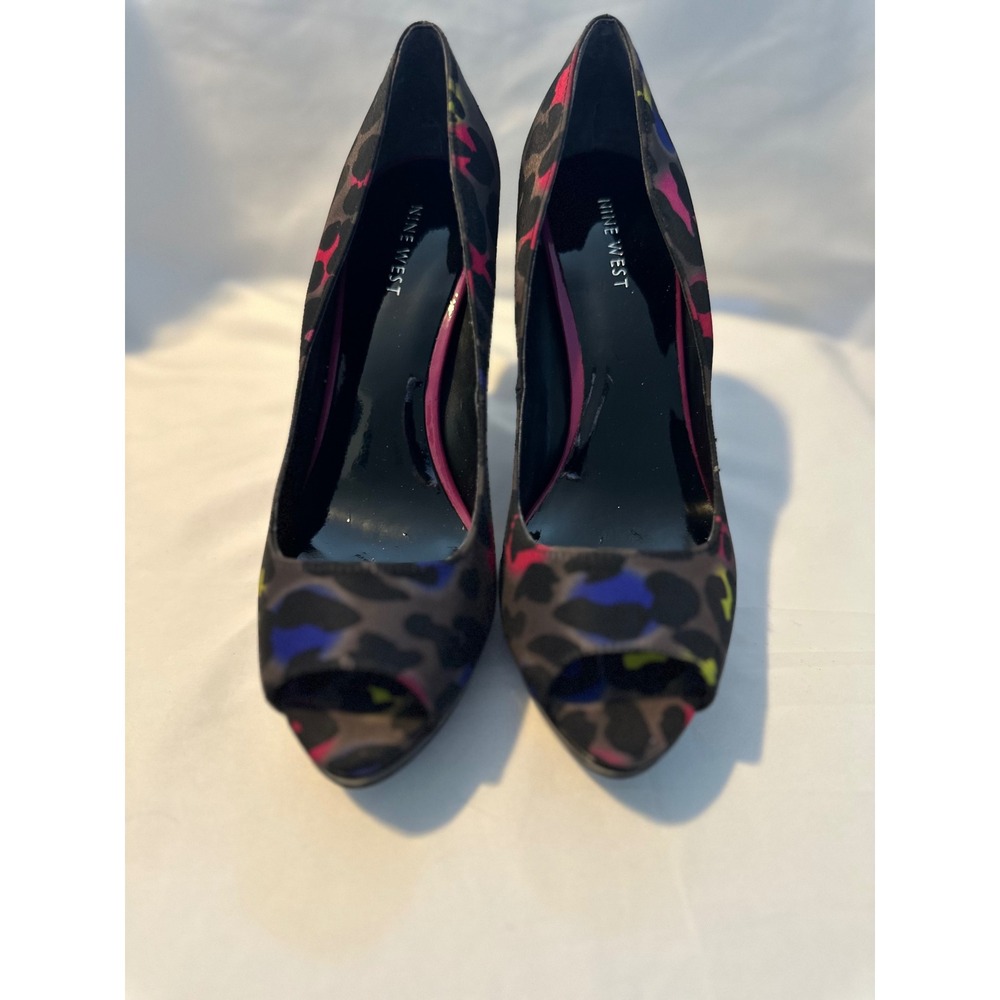 Nine‎ West NWDanee Leopard Print Open Toe High Heel Pumps, Size 8.5M
